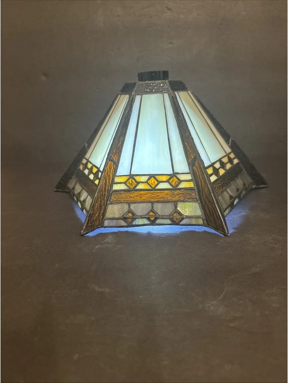 Tiffany Style 6 Sided Mission Stained Glass Lamp Shade 12.25” W By 6.75” H